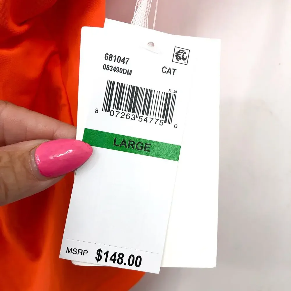 BECCA Women's Baja Mar One Piece Swimsuit Large Orange Carrot High Neck NWT